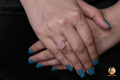 Beautiful Round Pink Chalcedony 12mm Gemstone Ring, Rose Gold Plated Ring, 925 Sterling Silver Ring, Handmade Ring, Thanksgiving Gift Ring