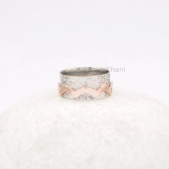 Silver Spinner Ring - Zig Zag Spinning Band - Fidget Spinner Ring - Yoga Ring - Anxiety Ring - Gift for Anniversary- Jewelry for Sale