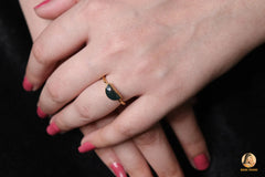 Bloodstone Ring - Sterling Silver - Bloodstone Half Moon Gemstone Ring- Gold Plated - Fashion Jewelry - Gift For Student - Jewelry For Lover