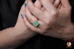 Womens Ring - Aqua Chalcedony Gemstone Silver Ring - Gold Plated Ring - 925 Sterling Silver Ring - Thanksgiving Gift - Birthday Gift Ring