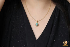 Copper Amazonite Necklace - Solid Silver - Gold Plated Pendant Necklace - 10x14mm Pear - Statement Jewelry - Gift For Lady -Jewelry for Prom