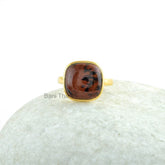 Mahogany Obsidian Gemstone Ring - Gold Plated Handmade Ring - 925 Sterling Silver Ring - Delicate Ring - Wedding Gift Ring- Gift for Mother