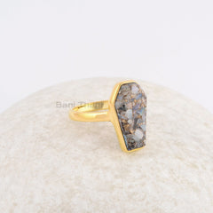 Ethiopian Opal Ring - 925 Sterling Silver - Gemstone Ring - 10x17mm Coffin Gemstone - Artisan Jewelry - Jewelry For Yoga - Gift For Brides