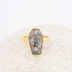 Ethiopian Opal Ring - 925 Sterling Silver - Gemstone Ring - 10x17mm Coffin Gemstone - Artisan Jewelry - Jewelry For Yoga - Gift For Brides