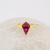 Pink Tourmaline Ring, Tourmaline Kite Shape 9x14mm Gemstone Ring, Gold Plated Birthday Gift Ring, Dainty Silver Ring, Valentine's Gift Ring