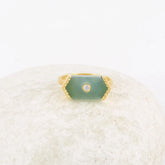 Aqua Chalcedony Ring - Sterling Silver - Gold Plated Jewelry - 8x15mm Hexagon Ring- Gemstone Ring - Jewelry For Women - Gift For Daughter