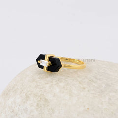Black Onyx Ring - Sterling Silver - Gemstone Ring - Designer Prong Set - Custom Jewelry - Jewelry For Strength - Gift For Graduate