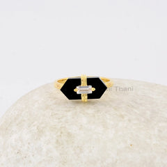Black Onyx Ring - Sterling Silver - Gemstone Ring - Designer Prong Set - Custom Jewelry - Jewelry For Strength - Gift For Graduate