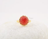 Carnelian Ring - Carved Gemstone Ring - 925 Sterling Silver Ring - Gift for Protection - Ring for Everyday Wear - Gold Plated - Gift for Her