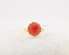 Carnelian Ring - Carved Gemstone Ring - 925 Sterling Silver Ring - Gift for Protection - Ring for Everyday Wear - Gold Plated - Gift for Her