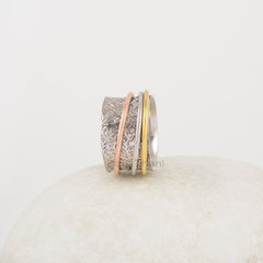 Textured Spinner Band - 925 Sterling Silver - Handcrafted Spinner Ring - Bestseller Jewelry - Gift For Grandma - Jewelry For Strength