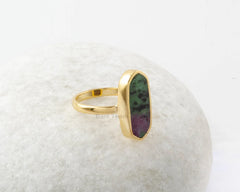 Ruby Zoisite Ring - Handmade Ring - 925 Sterling Silver - Gold Plated Ring - Gift for Young Girls - Jewelry For The Bride - Gift for Writer