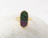 Ruby Zoisite Ring - Handmade Ring - 925 Sterling Silver - Gold Plated Ring - Gift for Young Girls - Jewelry For The Bride - Gift for Writer