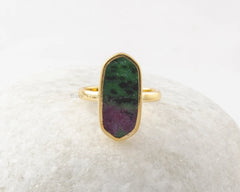 Ruby Zoisite Ring - Handmade Ring - 925 Sterling Silver - Gold Plated Ring - Gift for Young Girls - Jewelry For The Bride - Gift for Writer