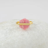 Rhodochrosite Ring - Gemstone Ring - 11x13mm Hexagon - Gold Plated Ring - Solid Silver - Gift for Her - Jewelry for Women - Gift for Lover