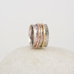 Multi Band Spinner Ring - 925 Silver - Anxiety Ring - Handmade Spinner Ring - Fashion Jewelry - Gift For Besties - Jewelry For Sister