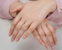 Rhodochrosite Ring - Gold Plated Ring - Gemstone Jewelry - 925 Pure Silver - Jewelry for Friend - Gift for New Beginning - Gift for Birthday