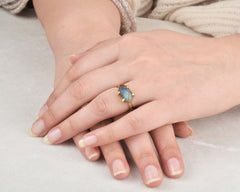 Solid Silver Ring - Labradorite Hexagon Gemstone Ring - Gold Plated Ring - Jewelry for Women - Gift for Her - Handmade Jewelry - Dainty Ring