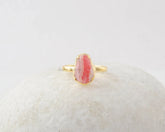 Rhodochrosite Ring - Gold Plated Ring - Gemstone Jewelry - 925 Pure Silver - Jewelry for Friend - Gift for New Beginning - Gift for Birthday
