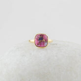 Handmade Jewelry - Purple Dahlia Turquoise Ring - 925 Silver - Cushion Gemstone Ring - Gold Plated - Gift for Women's - Jewelry For Spouse