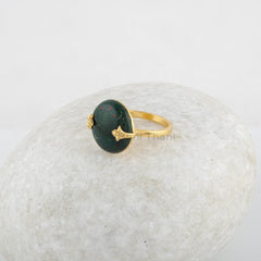 Wedding Ring - Bloodstone Ring - Gemstone Ring - Round Prong Ring - 925 Solid Silver - Gold Plated Ring - Jewelry for Prom - Elegant Ring