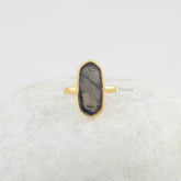 Labradorite Gemstone Ring - 925 Silver Ring - Gold Plated Ring - 8x18mm Fancy Ring - Jewelry for Women - Gift for Her- Gift for Young Ladies