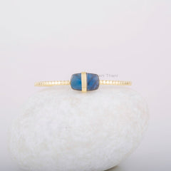 Labradorite Cuff Bangle - 9x14mm Cushion Gemstone Bracelet - 925 Silver Bracelet - Adjustable Bangle - Gold Plated Bracelet - Gift for Her