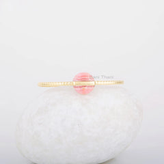 Rhodochrosite Bracelet - Adjustable Bangle - Silver Cuff Bracelet - Gold Plated Bracelet - Marquise 8x16mm Gemstone Bracelet - Gift for Her