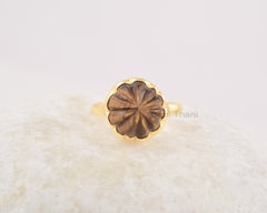 Tiger Eye Gemstone Silver Ring - Round Carved Ring - 925 Sterling Silver Ring - Zig Zag Ring - Gift for Her - Ring for Women - Dainty Ring