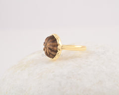 Tiger Eye Gemstone Silver Ring - Round Carved Ring - 925 Sterling Silver Ring - Zig Zag Ring - Gift for Her - Ring for Women - Dainty Ring