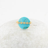 Turquoise Ring - Round Arizona Turquoise Gemstone Ring - Gift for Her - Gold Plated Ring - 925 Silver Ring - Cocktail Ring - Handmade Ring