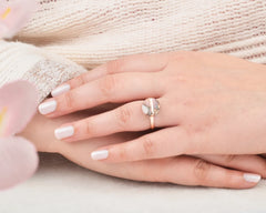 Pink Opal Ring - Natural Gemstone Ring - Silver Handmade Ring - 12mm Rose Gold Ring - Gift for niece - Jewelry for healing -Trendy Jewelry
