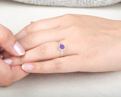 Middle Finger Hexagon Ring - Purple Opal Gemstone Ring - Jewelry For Engagement - 925 Silver - Artisan Jewelry - Gift for Him - Dainty Ring