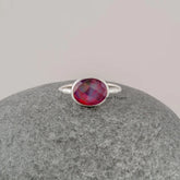 Aurora Opal Handcrafted Silver Ring - Oval Gemstone Rings - Solid 925 Silver Ring - Statement Ring - Dainty Ring - Gift for Her - Midi Ring