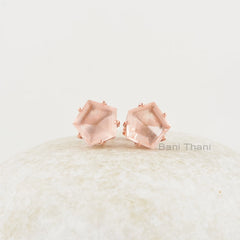 Beautiful Morganite Studs, Morganite Star Shape 11x11mm Silver Gemstone Earrings, Handmade Rose Gold Plated Prong Set Studs Earring For Girl