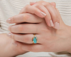 Handmade Jewelry - Amazonite Ring - 925 Silver Ring - Hexagon Gemstone Ring - Gold Plated Ring - Gift for Womens - Copper Amazonite Ring