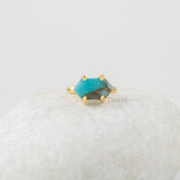 Handmade Jewelry - Amazonite Ring - 925 Silver Ring - Hexagon Gemstone Ring - Gold Plated Ring - Gift for Womens - Copper Amazonite Ring