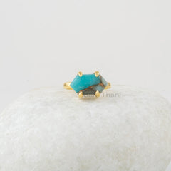 Handmade Jewelry - Amazonite Ring - 925 Silver Ring - Hexagon Gemstone Ring - Gold Plated Ring - Gift for Womens - Copper Amazonite Ring
