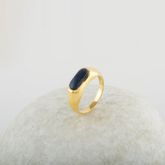 Sapphire Ring - Signet Ring for Women - Genuine Blue Sapphire Gemstone 925 Ring - September Birtstone - Every Day Ring - 5x12mm Oval Ring