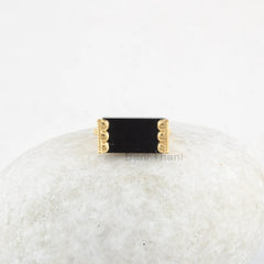 Flat Gemstone Ring - Black Onyx Silver Ring - Rectangle Ring - 925 Sterling Silver Ring - Gold Plated Ring - Wedding Band - Jewelry for Prom
