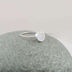Opal Ring - Handmade Wedding Ring - Natural Ethiopian Opal Round Gemstone Ring - Solid Sterling Silver Ring - Birthday Gift - Gift for Her
