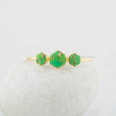 Turquoise Cuff - Green Copper Bangle - Hexagon Gemstone Bracelet - Solid Silver - Jewelry for Ladies - Adjustable Cuff Bangle - Gold Plated