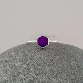 Middle Finger Hexagon Ring - Purple Opal Gemstone Ring - Jewelry For Engagement - 925 Silver - Artisan Jewelry - Gift for Him - Dainty Ring