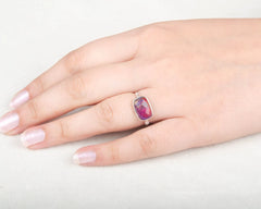 Pure Silver - Opal Gemstone Ring - Handcrafted Ring - Birthstone Jewelry - Gift For Daughter - Jewelry for Girls - Jewelry for Bridesmaids