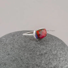 Pure Silver - Opal Gemstone Ring - Handcrafted Ring - Birthstone Jewelry - Gift For Daughter - Jewelry for Girls - Jewelry for Bridesmaids