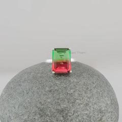 Watermelon Tourmaline Bi Doublet Quartz - 12x16mm Gemstone - Handmade Ring - 925 Silver - Modern Jewelry - Gift for Her - Jewelry for Brides