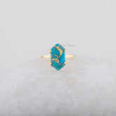 Turquoise Gemstone Ring - Blue Copper Ring - Gold Plated Ring - Hexagon Ring - 925 Solid Silver - Ring for Women - Jewelry for Anniversary