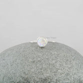 Opal Ring - Handmade Wedding Ring - Natural Ethiopian Opal Round Gemstone Ring - Solid Sterling Silver Ring - Birthday Gift - Gift for Her