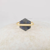 Labradorite Ring - Gold Plated - 925 Solid Silver - Hexagon Gemstone - Handmade Ring - Artisan Jewelry - Gift for Mothers - Jewelry for Date