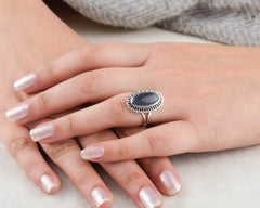 Boho Statement Ring - Natural Labradorite Ring - 925 Sterling Silver Gemstone Ring - Handmade Bohemian Ring - Jewelry Gift - Birthstone Ring